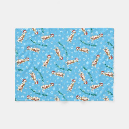 Weihnachten Borzoi Fleece Blanket (Vorderseite (Horizontal))