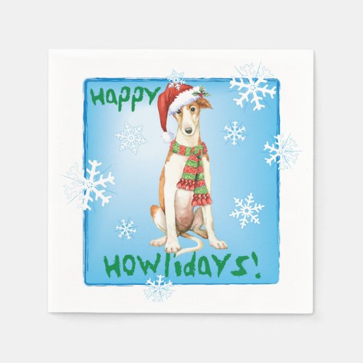 Weihnachten Borzoi Napkins Serviette (Vorderseite)