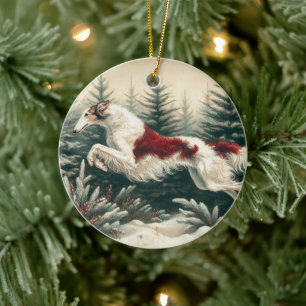 Weihnachten Borzoi-Ornament Keramik Ornament