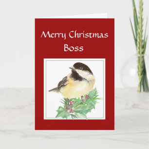 Weihnachten, Boss aus der Gruppe Chickadee Bird Feiertagskarte