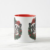 Weihnachten Boston Terrier Dogs Holiday Wreath Tasse (Zentrum)
