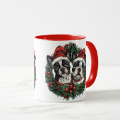 Weihnachten Boston Terrier Dogs Holiday Wreath Tasse (VorderseiteRechts)
