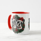 Weihnachten Boston Terrier Dogs Holiday Wreath Tasse (Vorderseite Links)