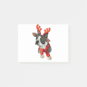 Weihnachten Boston Terrier Hund Post-it Klebezettel