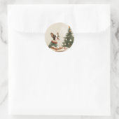 Weihnachten Boston Terrier Hund Runder Aufkleber (Tasche)