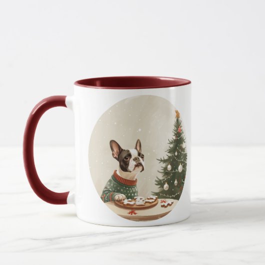 Weihnachten Boston Terrier Hund Tasse (Links)