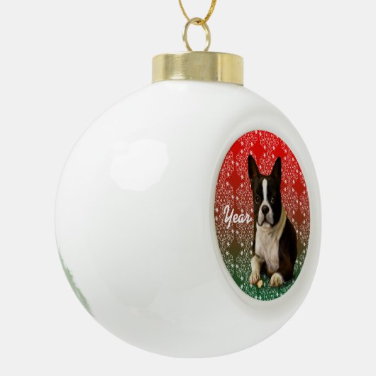 Weihnachten-Boston-Terrier Keramik Kugel-Ornament (Links)