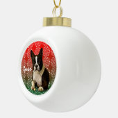 Weihnachten-Boston-Terrier Keramik Kugel-Ornament (Rechts)