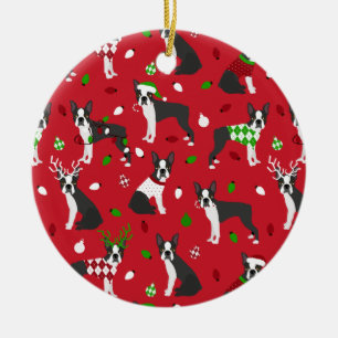 Weihnachten Boston Terrier Keramik Ornament