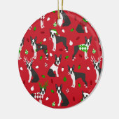 Weihnachten Boston Terrier Keramik Ornament (Links)
