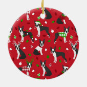 Weihnachten Boston Terrier Keramik Ornament (Hinten)