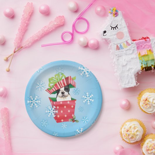 Weihnachten-Boston-Terrier Pappteller (Party)