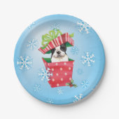 Weihnachten-Boston-Terrier Pappteller (Vorderseite)