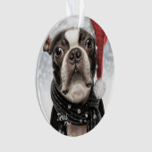 Weihnachten Boston Terrier, Santa Dog Ornament (Vorderseite)