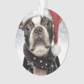 Weihnachten Boston Terrier, Santa Dog Ornament (Vorderseite)
