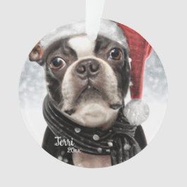 Weihnachten Boston Terrier, Santa Dog Ornament