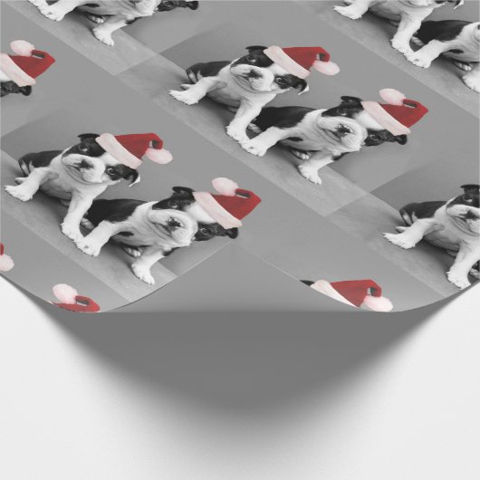 Weihnachten Boston Terrier Welpen Geschenkpapier (Ecke)