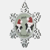Weihnachten Boston Terriers personalisierte Orname Schneeflocken Zinn-Ornament (Rechts)