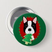 Weihnachten Bostons Terrier Button (Vorne & Hinten)