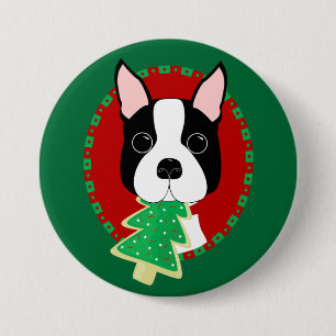 Weihnachten Bostons Terrier Button