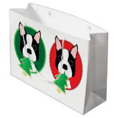 Weihnachten Bostons Terrier Große Geschenktüte (Rückseite Schrägansicht)