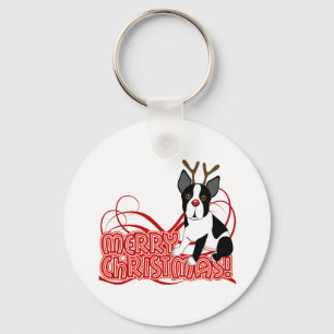 Weihnachten Bostons Terrier Schlüsselanhänger