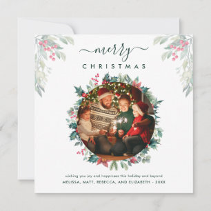 Weihnachten Botanische Familienfoto-Anpassung Mitteilungskarte