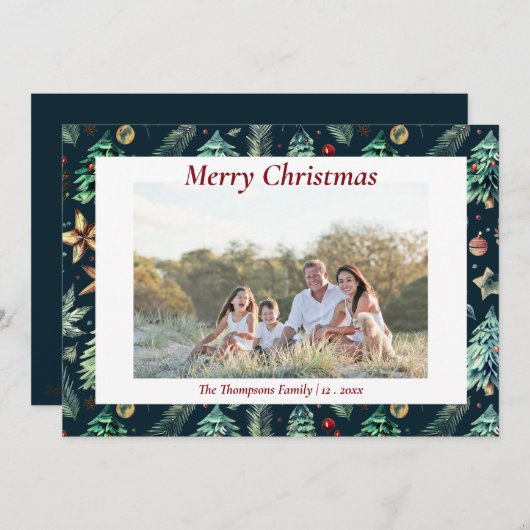 Weihnachten Botanische Grünpflanzen Foto Navy (Vorne/Hinten)