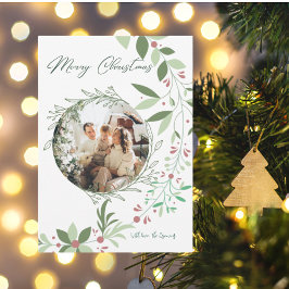 Weihnachten Botanische Grünpflanzen Foto Navy Begleitkarte