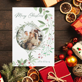 Weihnachten Botanische Grünpflanzen Foto Navy Dankeskarte