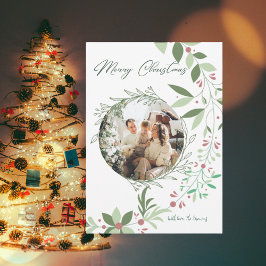 Weihnachten Botanische Grünpflanzen Foto Navy Einladung