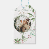 Weihnachten Botanische Grünpflanzen Foto Navy Geschenkanhänger (Vorderseite)