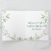 Weihnachten Botanische Grünpflanzen Foto Navy Karte (Innenseite)