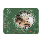 Weihnachten Botanische Grünpflanzen Foto Navy Magnet (Horizontal)