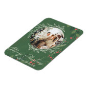 Weihnachten Botanische Grünpflanzen Foto Navy Magnet (Linke Seite)