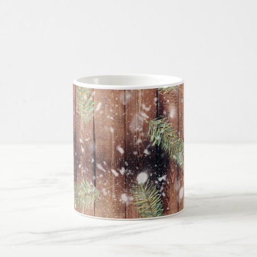 Weihnachten Botanische Holzplanen Kaffeetasse (Mittel)