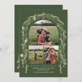 Weihnachten Botanische und Blumengrün Fotokarte (Vorne/Hinten)