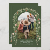 Weihnachten Botanische und Blumengrün Fotokarte (Vorne/Hinten)