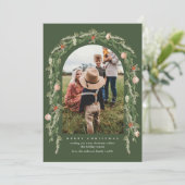 Weihnachten Botanische und Blumengrün Fotokarte (Stehend Vorderseite)