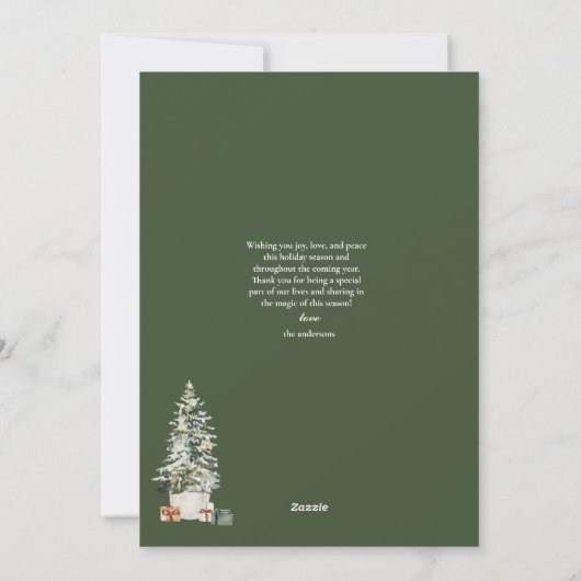 Weihnachten Botanische und Blumengrün Fotokarte (Rückseite)