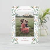 Weihnachten Botanische und Blumengrün Fotokarte Einladung (Stehend Vorderseite)