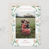 Weihnachten Botanische und Blumengrün Fotokarte Einladung (Vorne/Hinten)