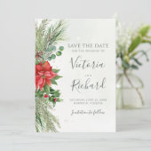 Weihnachten Botanische Winterlandschaft Hochzeit Save The Date (Stehend Vorderseite)