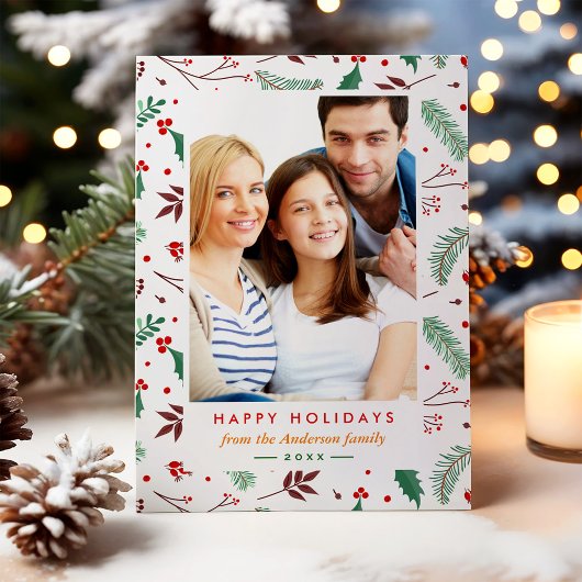 Weihnachten Botanischer Happy Holiday Flat Foto