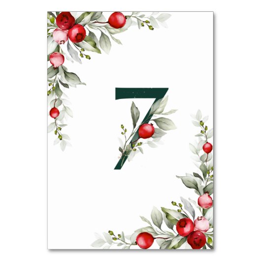 Weihnachten Botanischer Tisch 7 Hochzeitsstimmung Tischnummer (Rückseite)