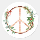 Weihnachten Botanisches Holzfriedenszeichen Runder Aufkleber (Vorderseite)