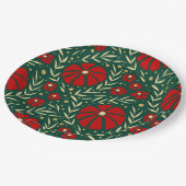 Weihnachten Botanisches Rot und Grüne Florals Pappteller (Schrägansicht)