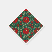 Weihnachten Botanisches Rot und Grüne Florals Serviette (Ecke)