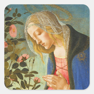 Weihnachten Botticelli Madonna and Child Quadratischer Aufkleber