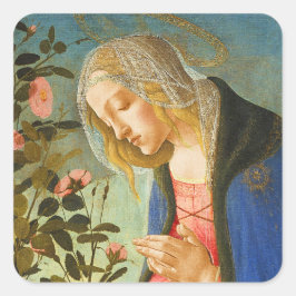 Weihnachten Botticelli Madonna and Child Quadratischer Aufkleber